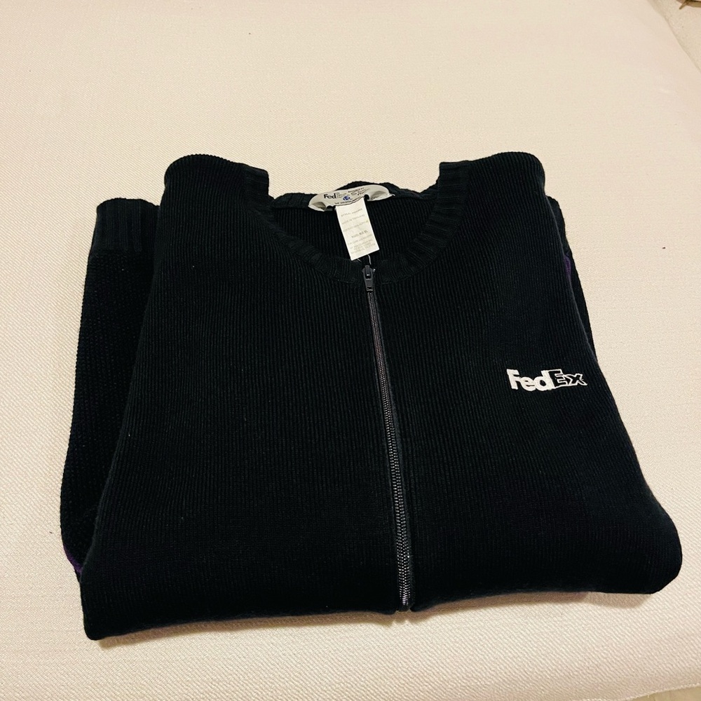 Men’s FedEx Stan Herman Full Zip Black/Purple Sweater Workwear Jacket Size XL - Picture 9 of 9